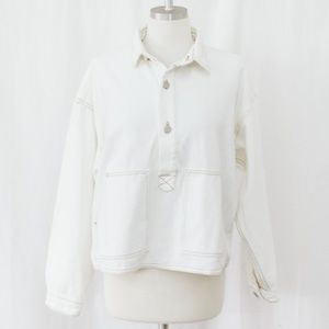 Kelly White Denim Pullover Jacket w Pockets